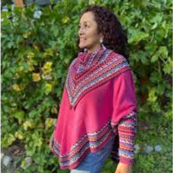 Peruvian Alpaca Wool Poncho Shawl Sz M (OS) NEW - Picture 2 of 7